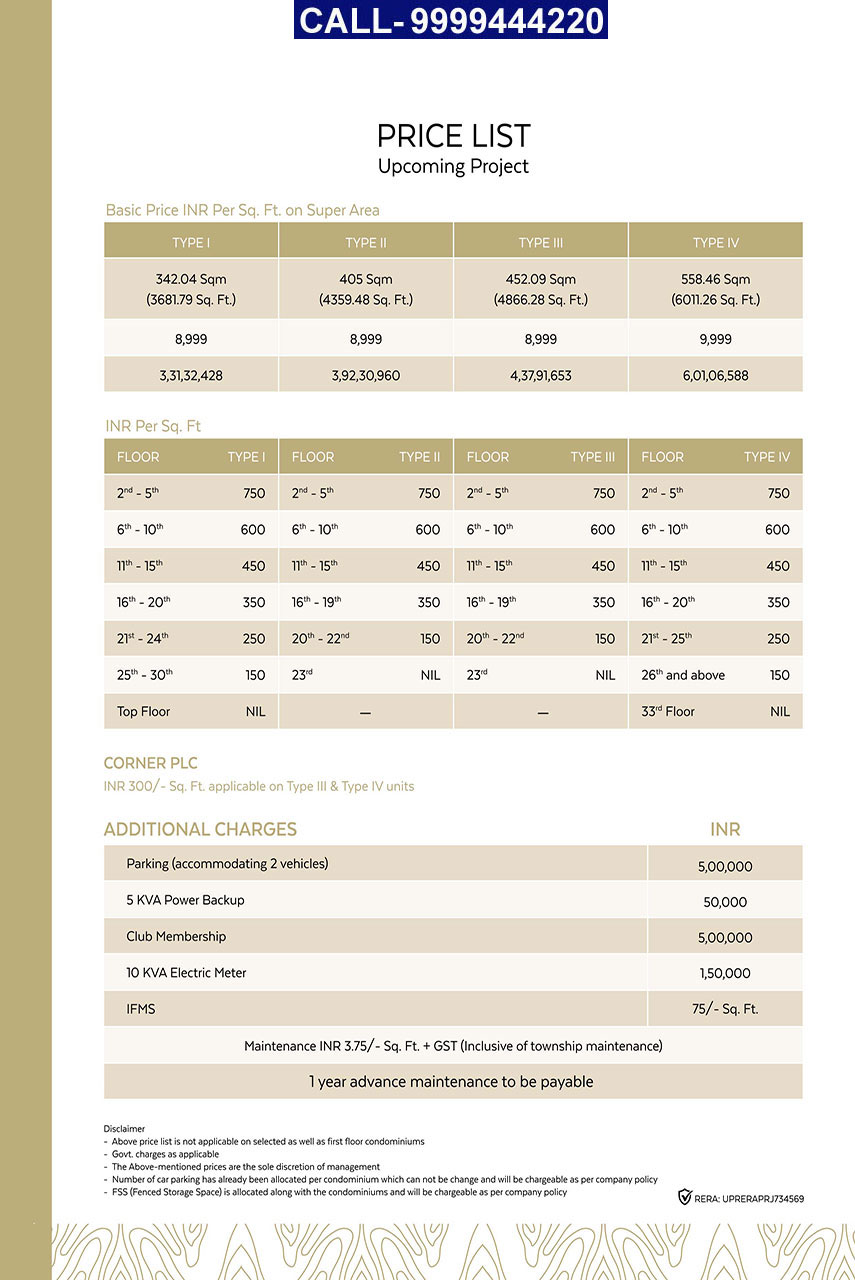 Gaur The Islands Price List